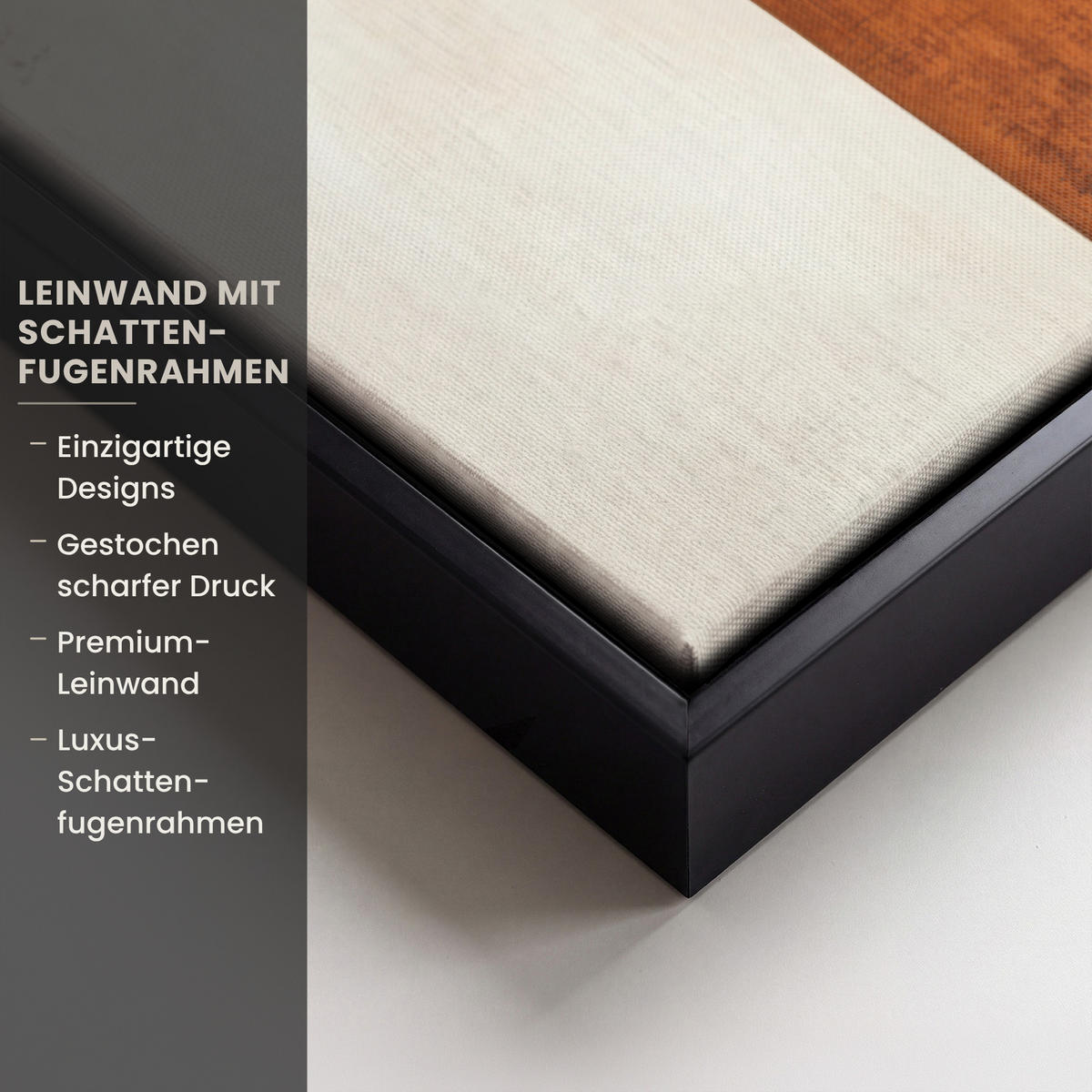 LEINWAND Bilder mit Rahmen - Abstrakt - Formen - Dunkelblau - 50x50 - Cognac, Textil (50/50cm) - MuchoWow