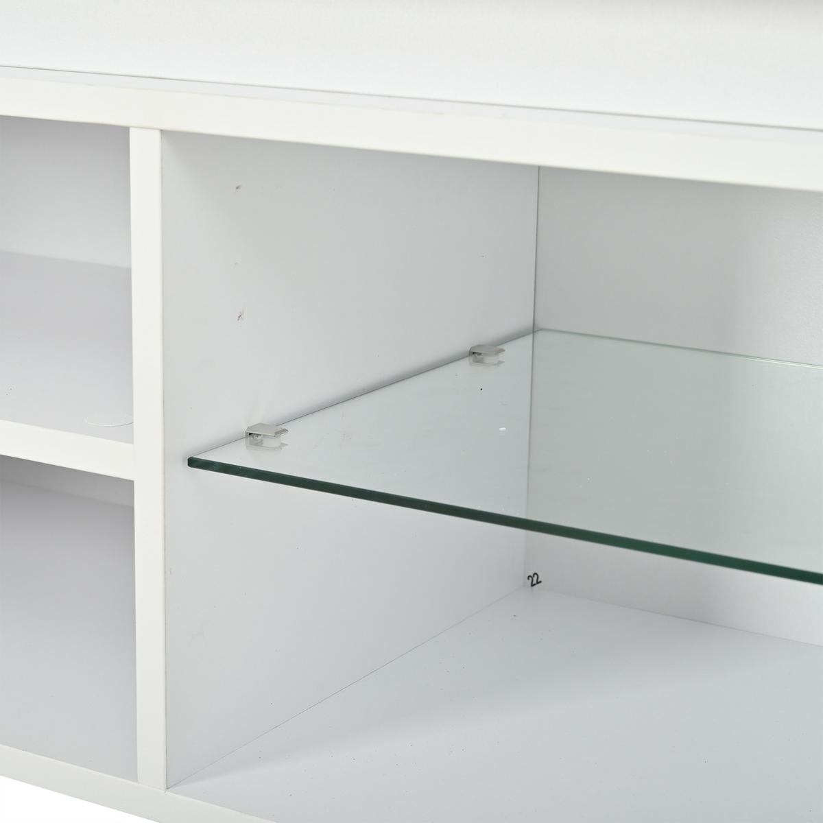 TV-LOWBOARD 160x35x60 cm Weiß LED Hochglanz Glas MDF - Weiß, Holzwerkstoff (35/60/160cm) - FLIEKS