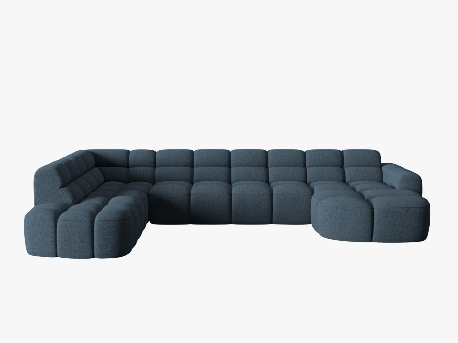 PANORAMASOFA links Lisa aus strukturiertem Stoff dunkelblau 7 Sitzplätze - Dunkelblau, Textil (234/77/387cm) - Micadoni