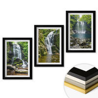WANDBILDER 3er-Set - 20x30 cm Schwarzer Rahmen - Wasserfälle, grüne Umgebung - Schwarz, Kunststoff (20/30cm) - ArtPrintCave