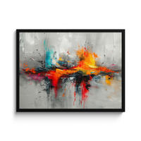 POSTER MIT RAHMEN Moderne Kunst - Orange - Grau - Abstrakt 80x60 cm - Hellgrau, Papier (80/60cm) - MuchoWow
