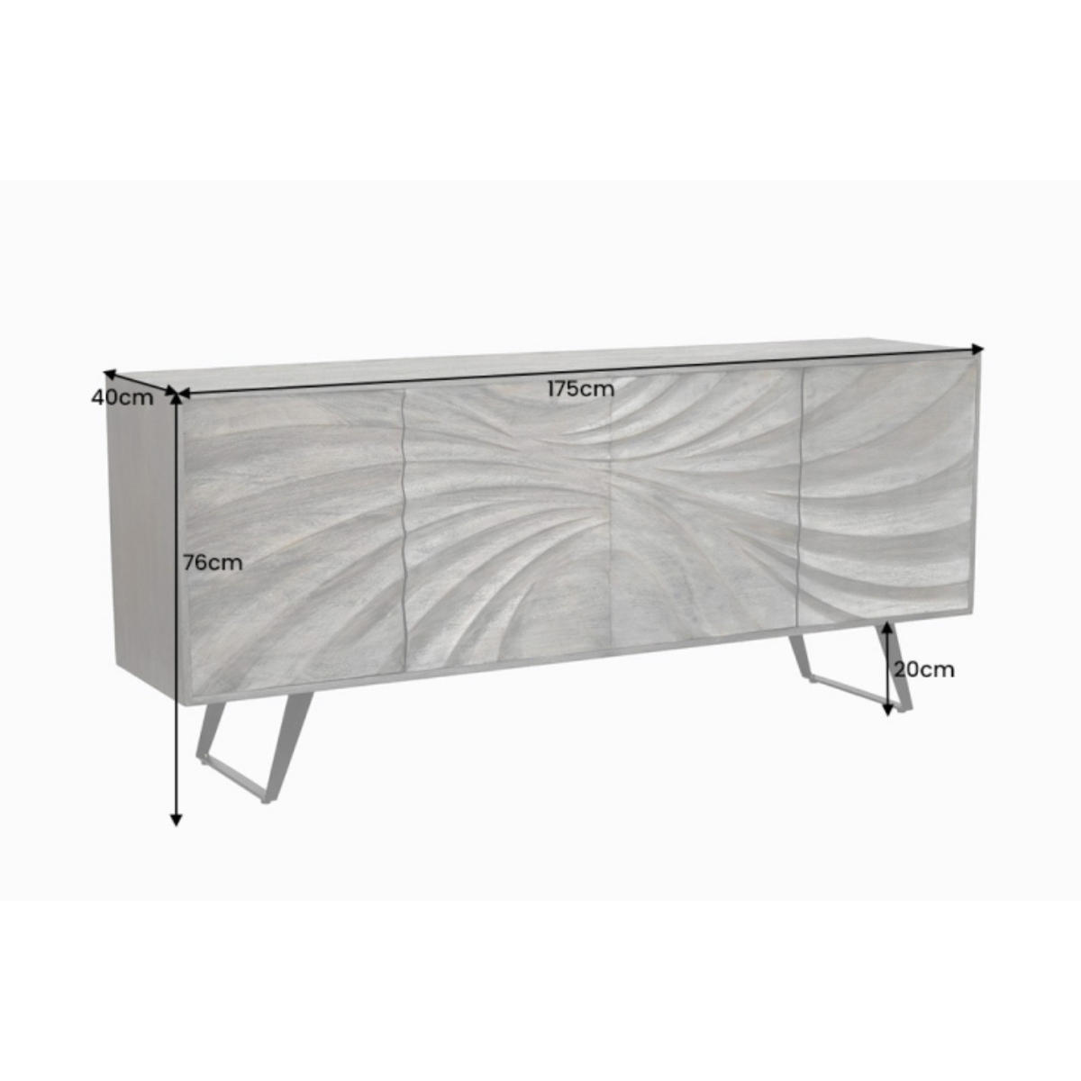SIDEBOARD HURRICANE Akazie Braun 175cm - Schwarz/Braun, Holz/Metall (175/76/40cm) - riess-ambiente