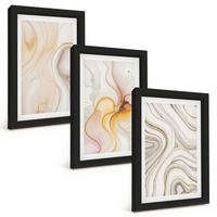 BILDER SET 3er Set - 20x30 cm Schwarzer Rahmen - Abstrakte warme Muster - Schwarz, Kunststoff (20/30cm) - TULUP