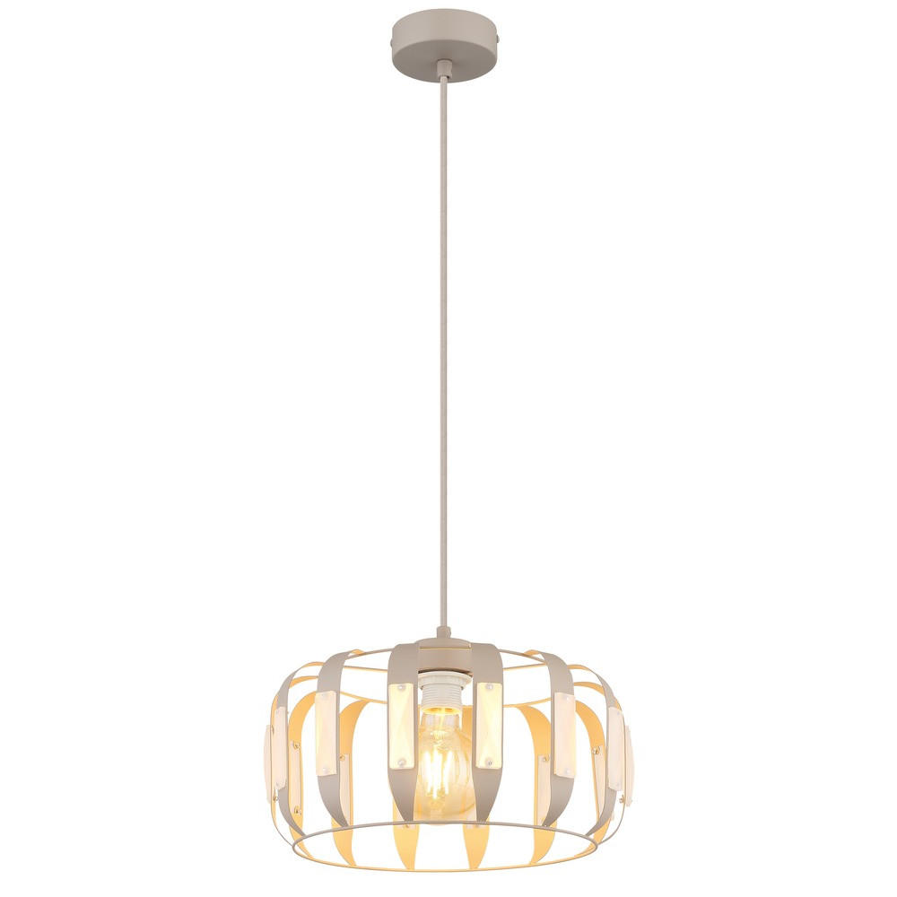 PENDELLEUCHTE ARLEN Metall weiß matt, 1x E27, höhenverstellbar - Weiß, Glas (35/35/120cm) - Globo Lighting