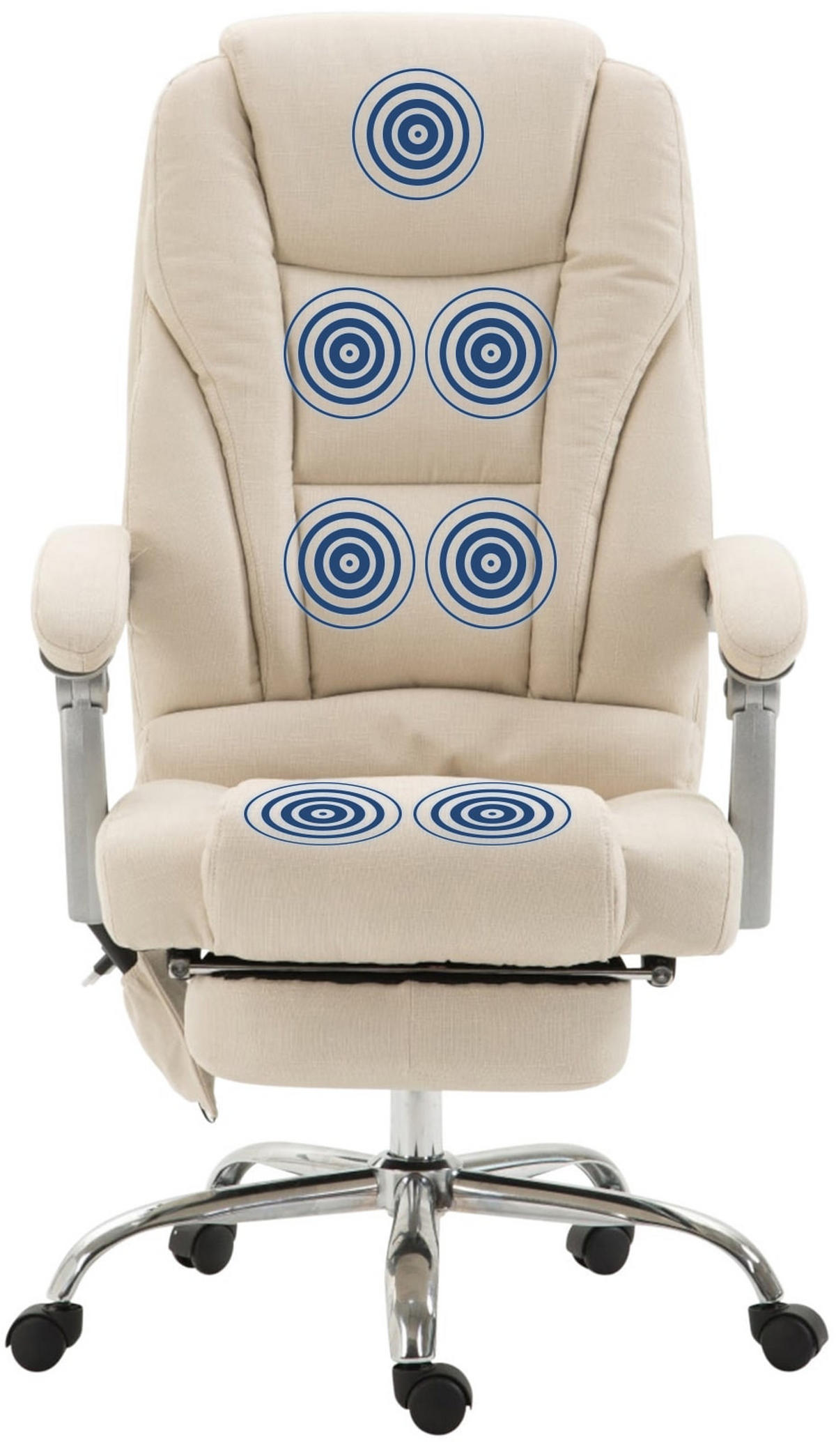 CHEFSESSEL Stoff creme - Chromfarben/Creme, Textil/Metall (68/118/64cm) - CLP