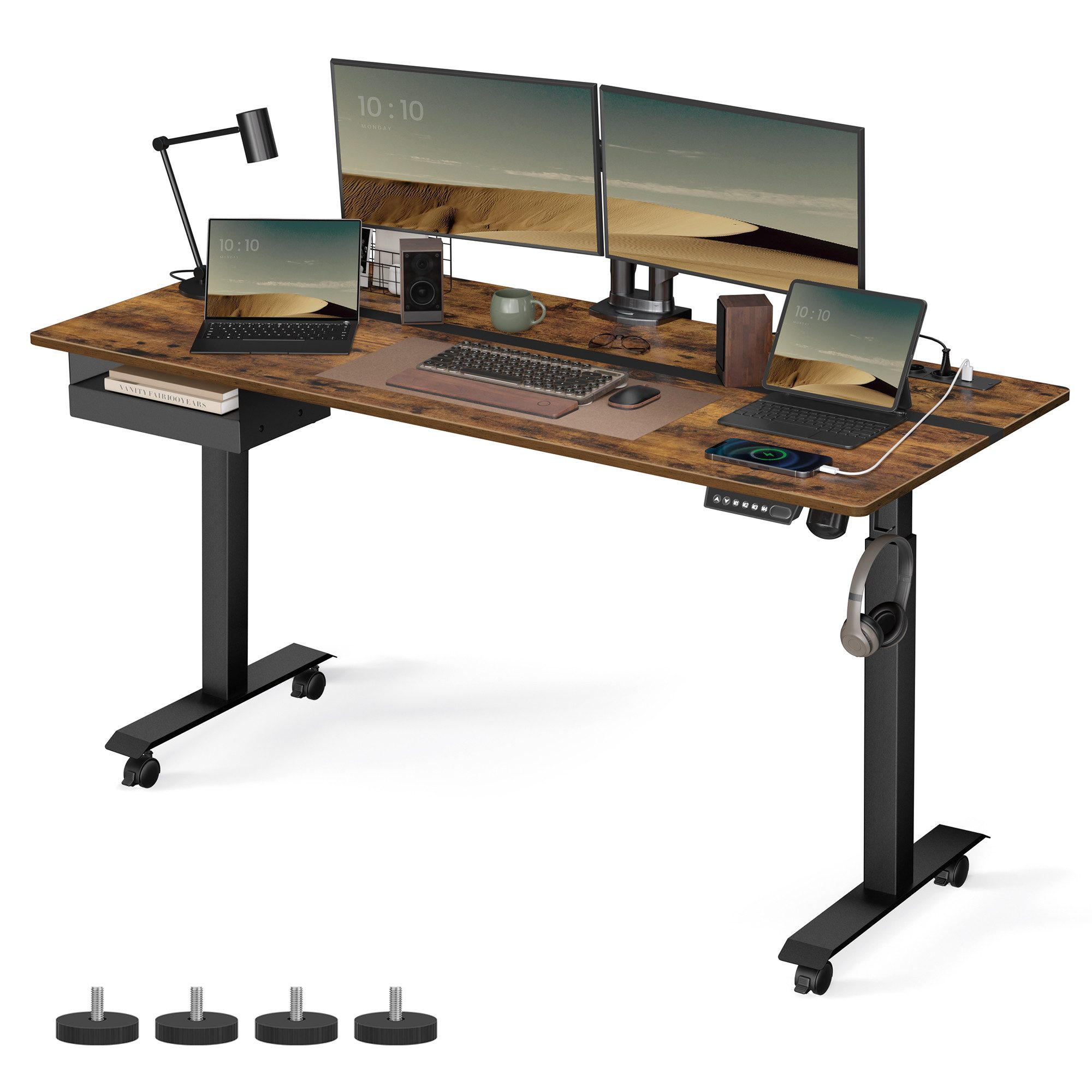 BÜROTISCH Booker - Braun, Holzwerkstoff (160/60/120cm) - VASAGLE