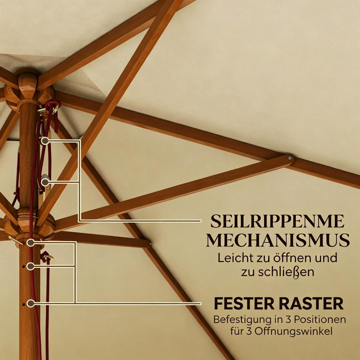 SONNENSCHIRM 250/250/230 cm Creme (Keine Basis) - Creme, Metall (250/250cm) - Oxeza
