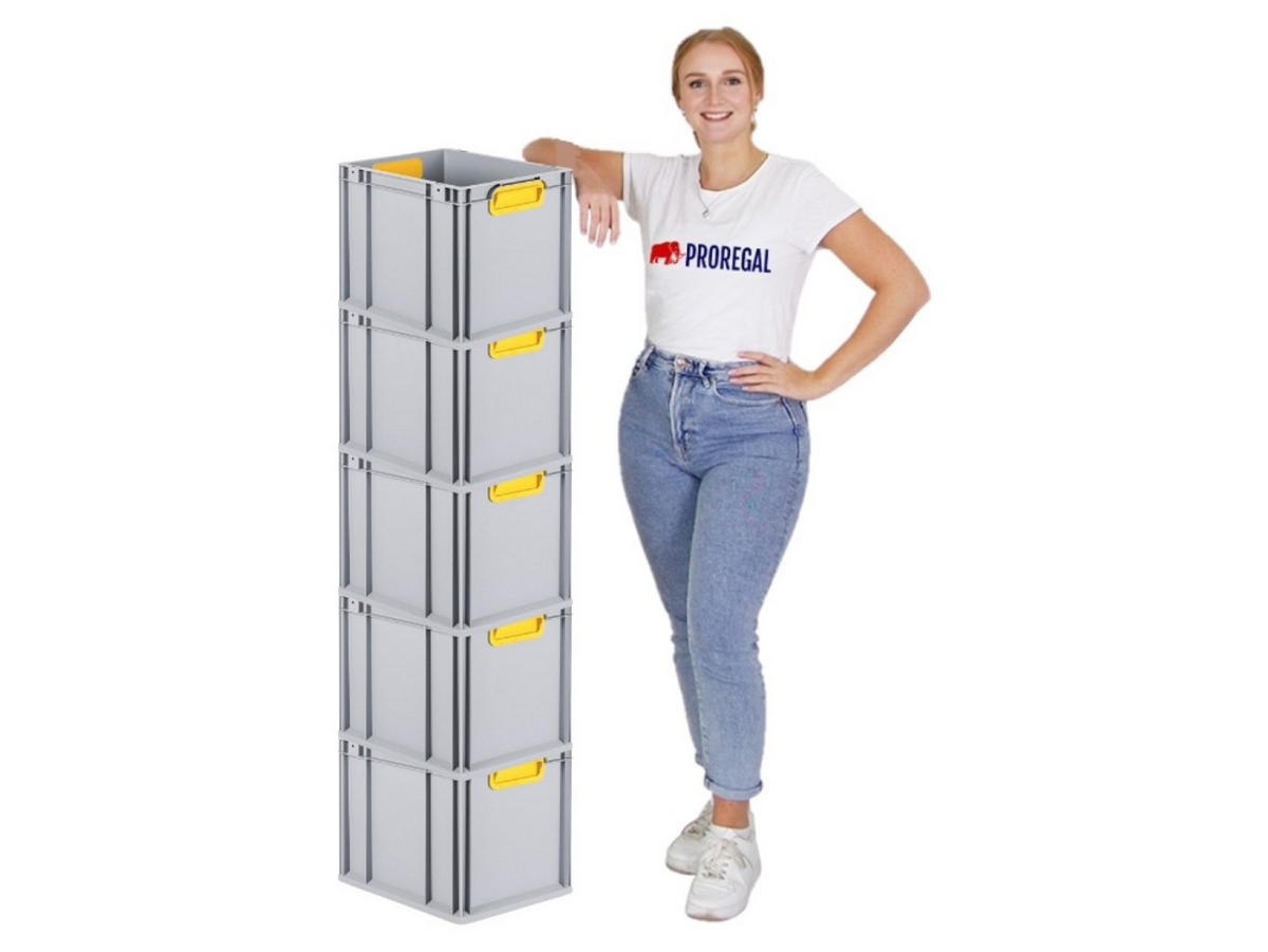EUROBOX 5x Nextgen Color 32x30x40cm 30 Liter Griffe Gelb Geschlossen - Gelb, Kunststoff (30/32/40cm) - PROREGAL