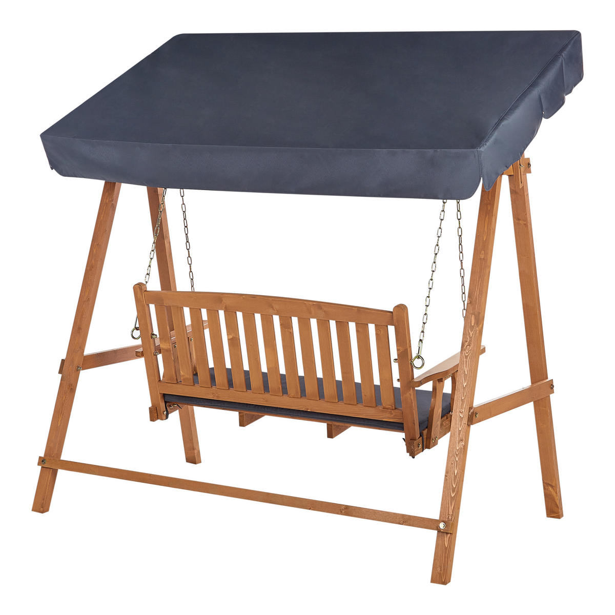 HOLLYWOODSCHAUKEL 2-Sitzer Heller Holzfarbton Fibbialla - Hellbraun/Grau, Holz (183/180/109cm) - Beliani