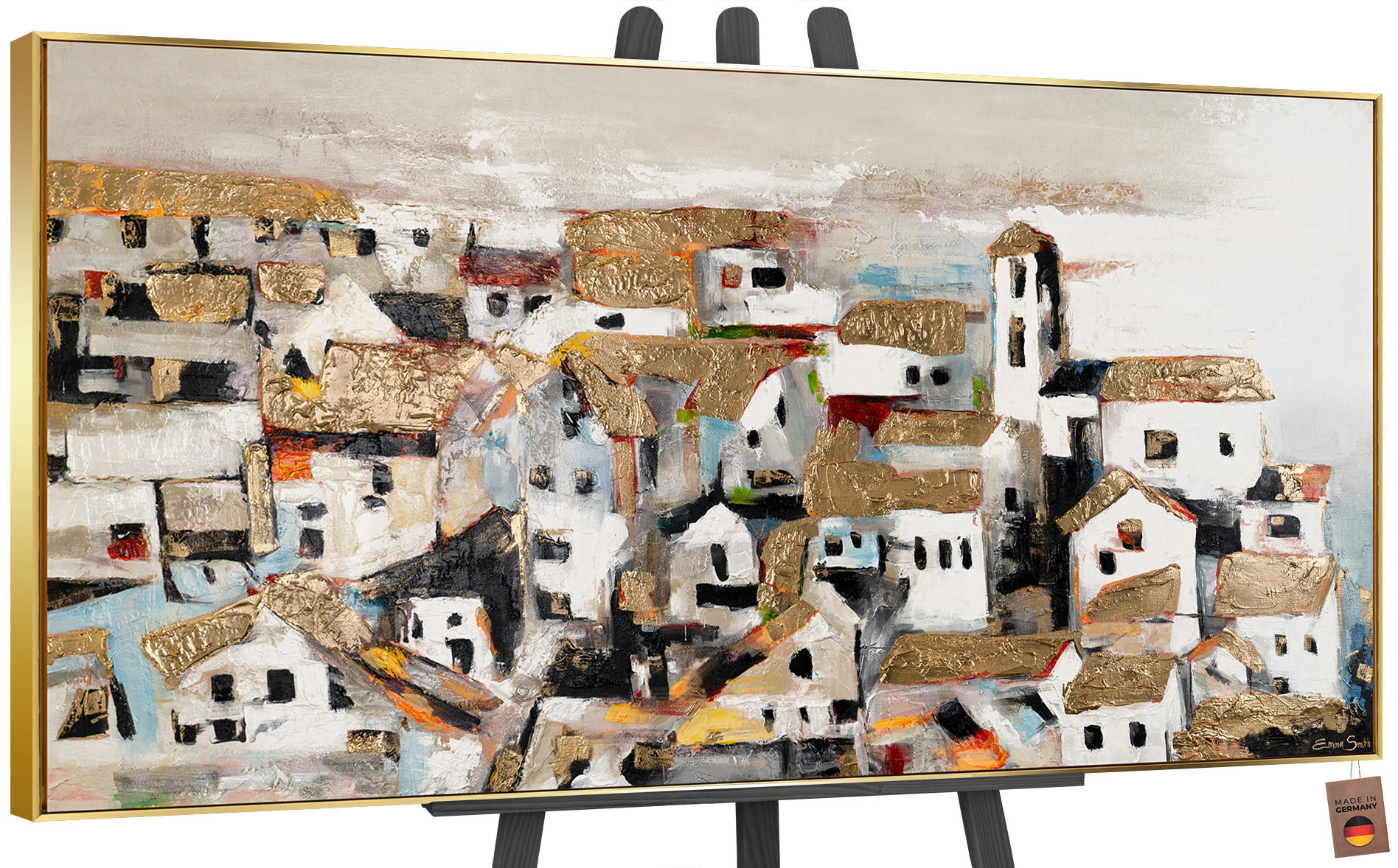 YS-art gallery Gemälde Gold 160x80 cm