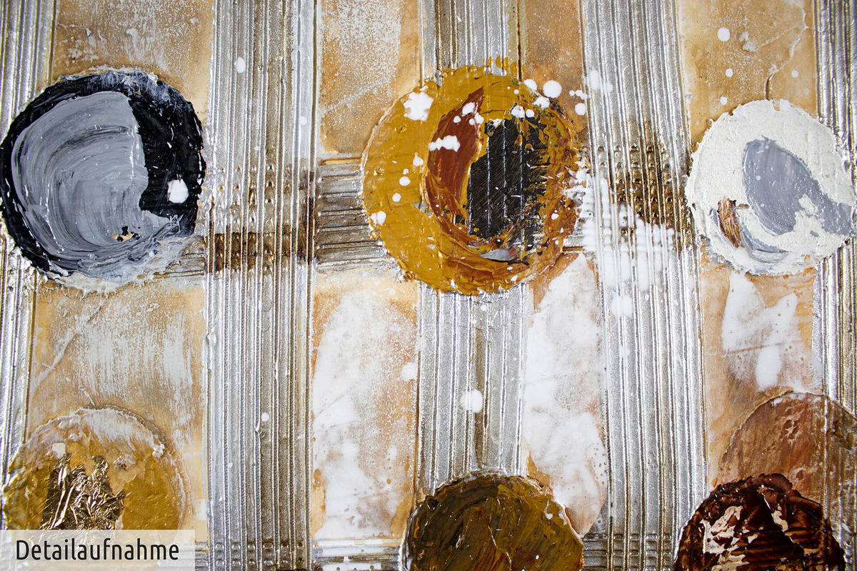 ACRYLBILD HANDGEMALT 120/80 cm - Silberfarben/Goldfarben, Holz/Textil (120/80cm) - KUNSTLOFT