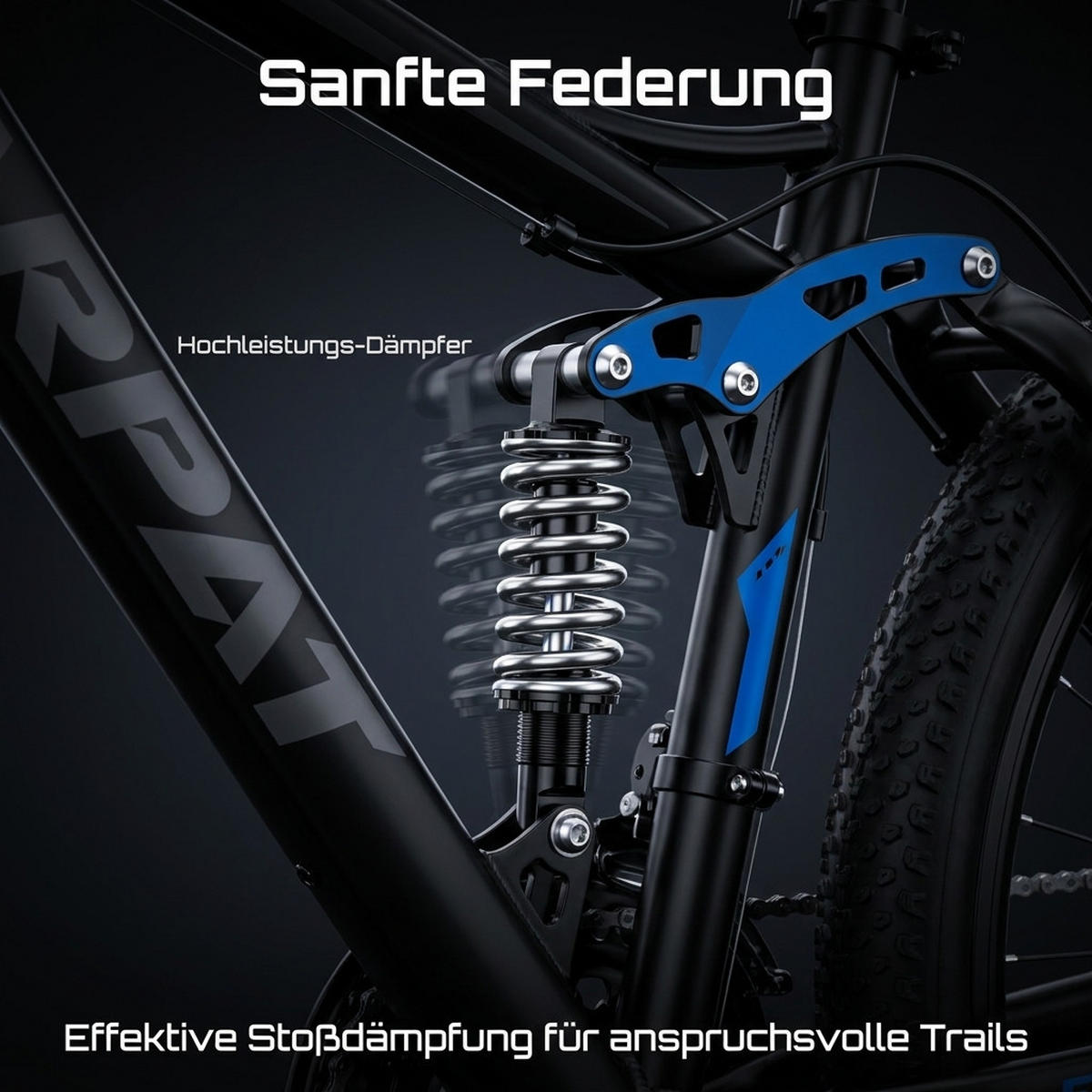 MOUNTAINBIKE 26 Zoll Schwarz + Blau, 21-Gang-Schaltung, Doppel-Scheibenbremsen, Carbonstahl - Blau, Metall (20cm) - Oxeza