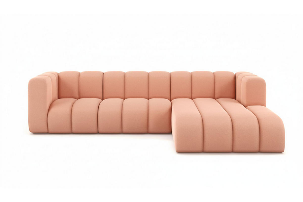 ECKSOFA L-Form Grand L 287 cm, Veloursstoff Salvador, Rosa, Rechts - Rosa, Holz (287/179cm) - Kaiser Möbel