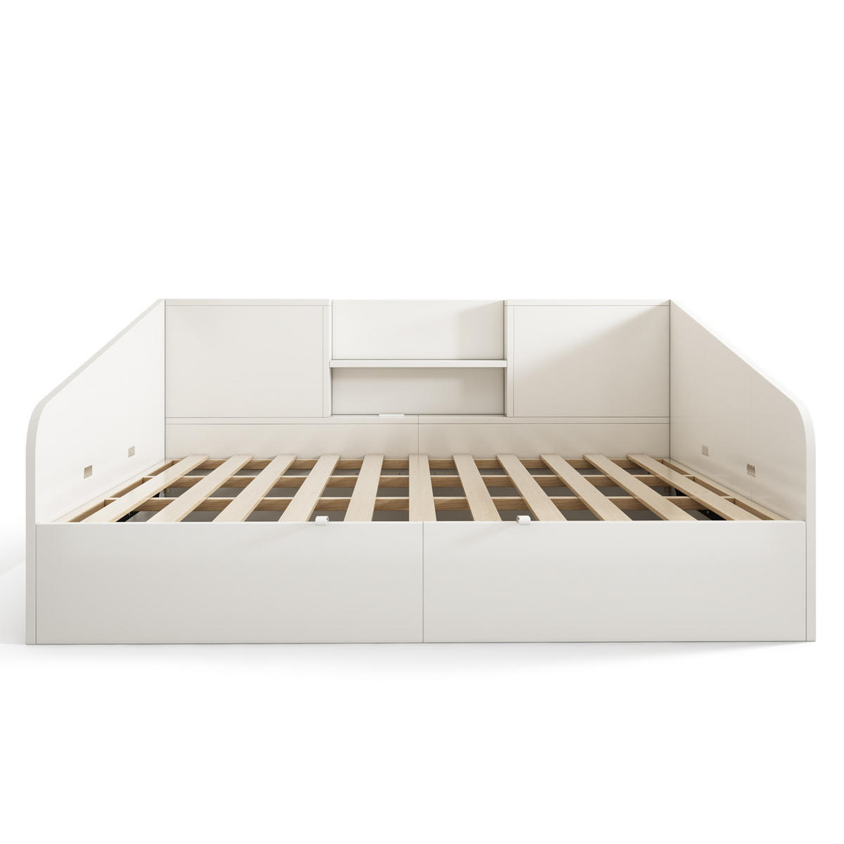 DENNÁ posteľ 140/190 cm biela s hydraulickým úložným priestorom a USB/Type-C nabíjaním z dreva - biela, textil (140/190cm) - OKWISH