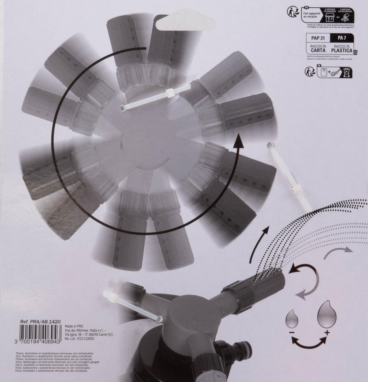 DREHREGNER Ribimex - Grau, Kunststoff (20.5/11/23cm)