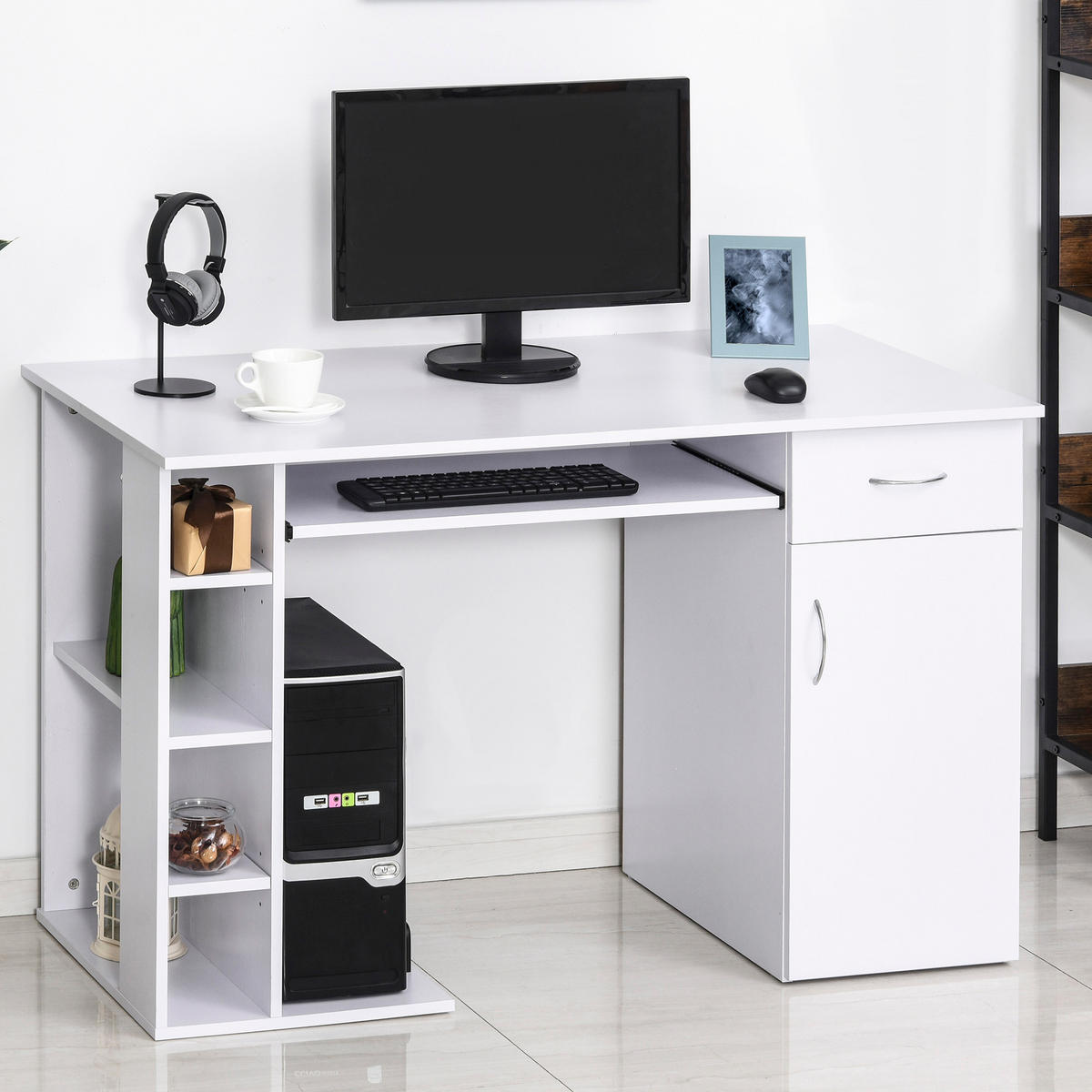 BÜROTISCH Weiß 1 Stück - Weiß, Holzwerkstoff (120/55/74cm) - GiPP