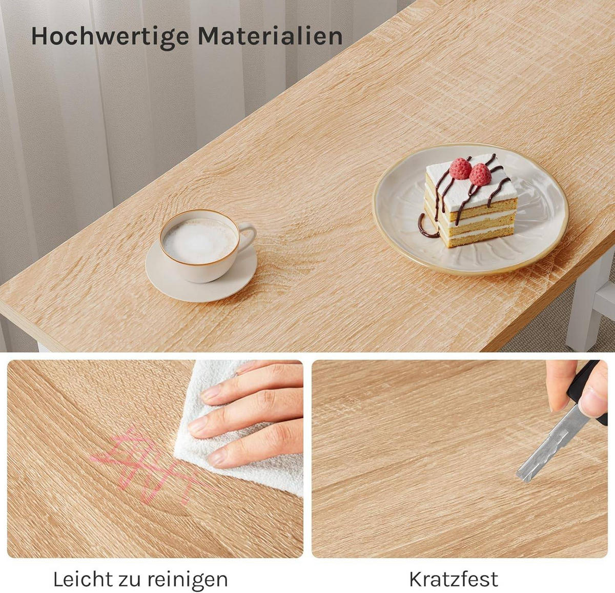 BARTISCH, aus MDF, Helle Eiche, 140x100x40cm - Hellbraun/Weiß, Holzwerkstoff/Metall (40/140/100cm) - Woltu