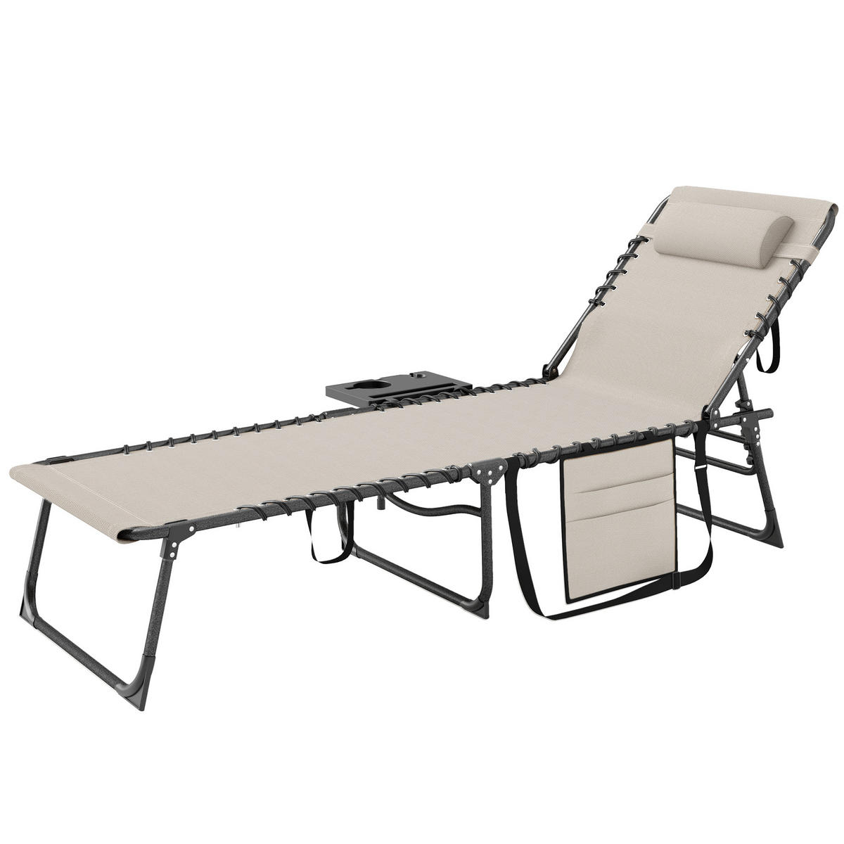 SONNENLIEGE Klappbare Sonnenliege, 190 x 60 x 31 cm ,Creme - Creme, Metall (60/31/190cm) - Vallsero