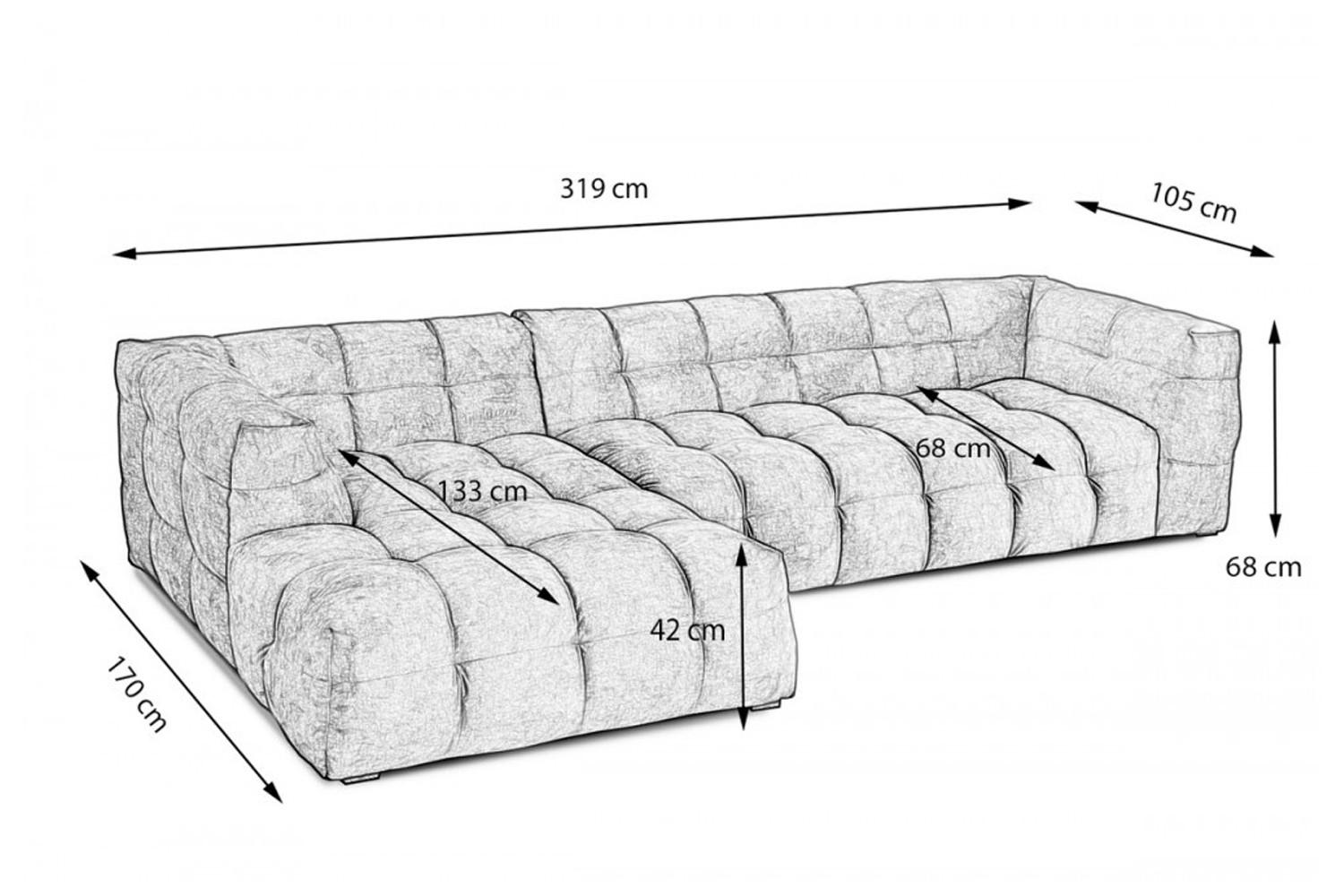 ECKSOFA RIO Hellgrau Velvet - Hellgrau/Schwarz, Textil (319/170cm) - KAWOLA