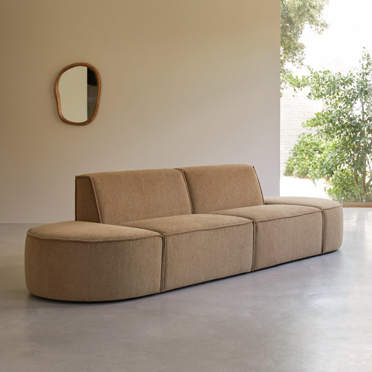 SOFA Dario Braun aus Stoff - Braun, Textil (308/75/93cm) - Tikamoon