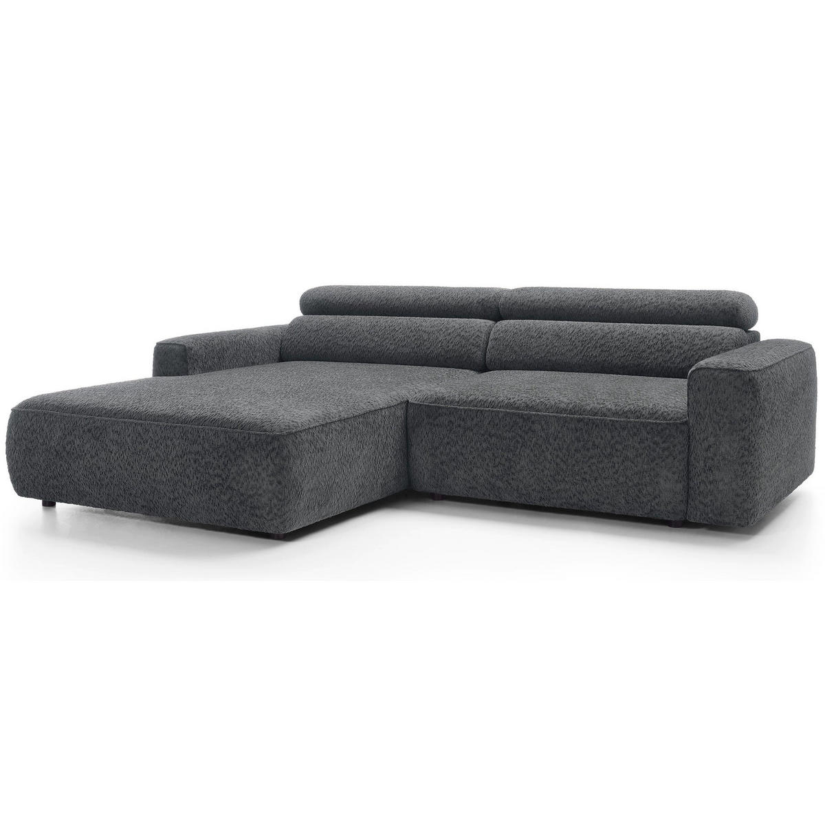 ROHOVÁ pohovka Fando s elektricky výsuvným sedákem, tmavě šedý ženil, levá - černá/tmavě šedá, textil/plast (252/182cm) - Selsey