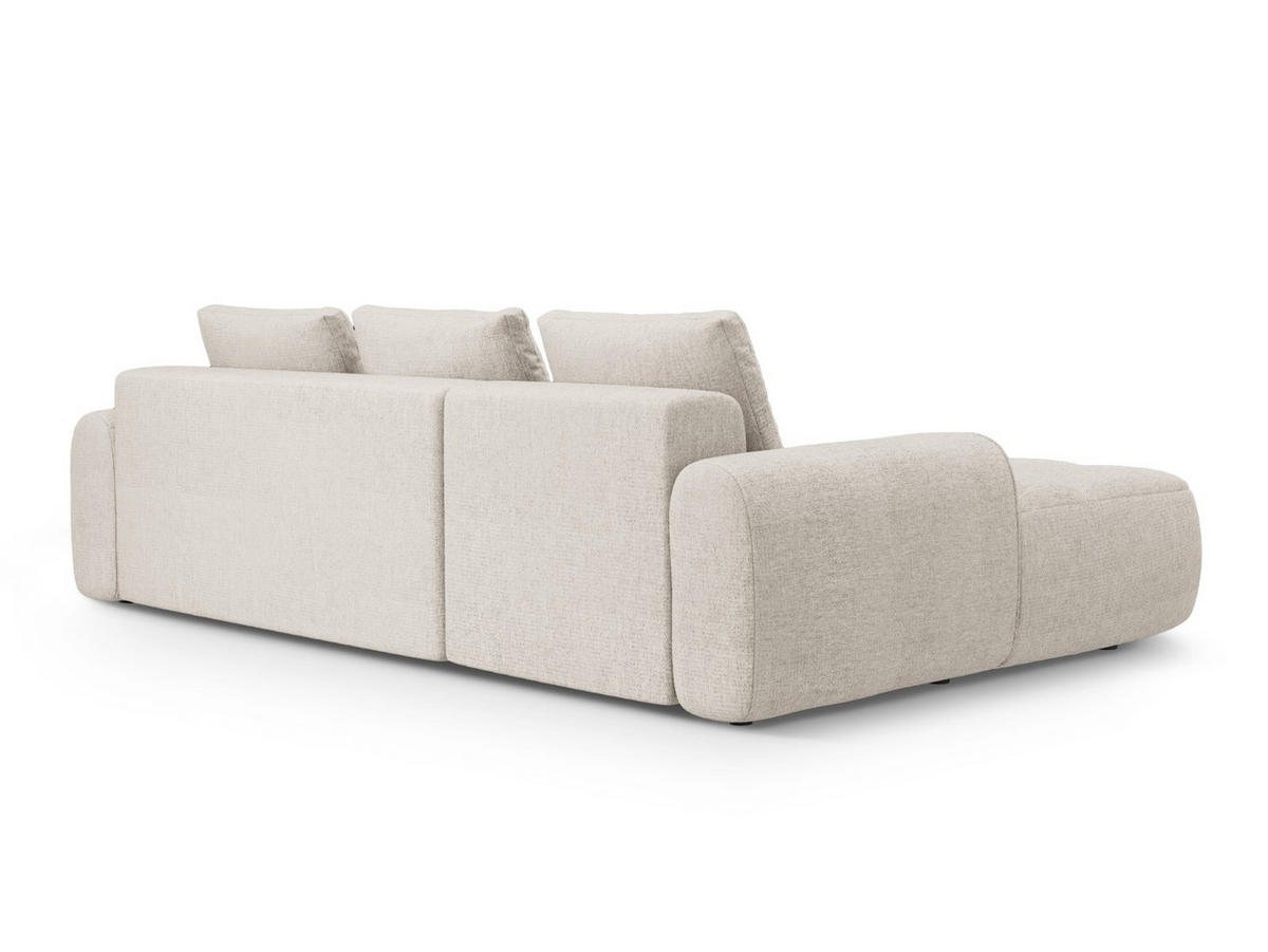 AUSKLAPPBARES-ECKSOFA links mit Container Linz aus strukturiertem Stoff beige 3 Sitzplätze - Beige, Textil (142/275cm) - Cosmopolitan Design