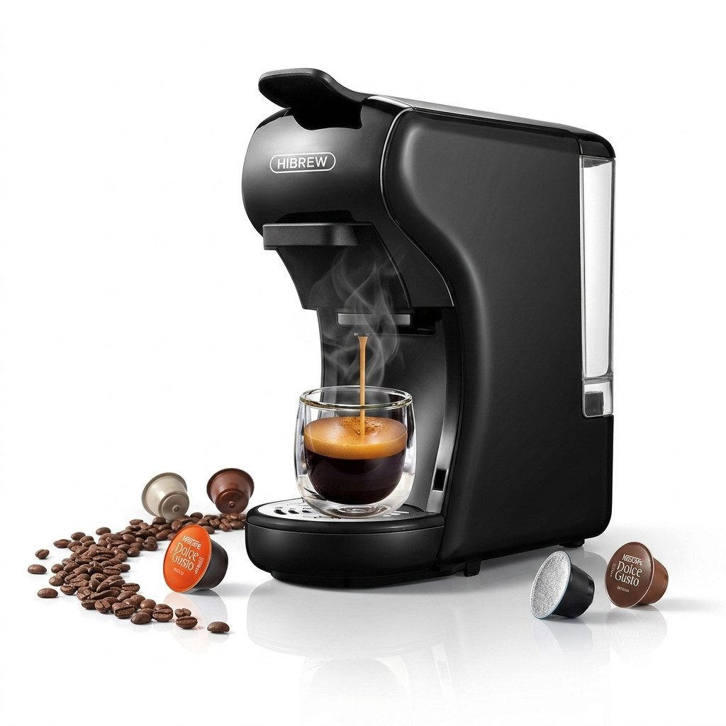 ESPRESSOMASCHINE 5-in-1, 20 Bar für Nes/DG/K-Cup/ESE Pads/Pulver - Schwarz, Metall (11/26/26cm) - BEXEVUE