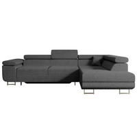 ECKSOFA mit Schlaffunktion und Bettkasten GUSA-L 272x202x107 cm Grau Bouclé - Silberfarben/Grau, Holzwerkstoff/Textil (272/202cm) - ALTDECOR