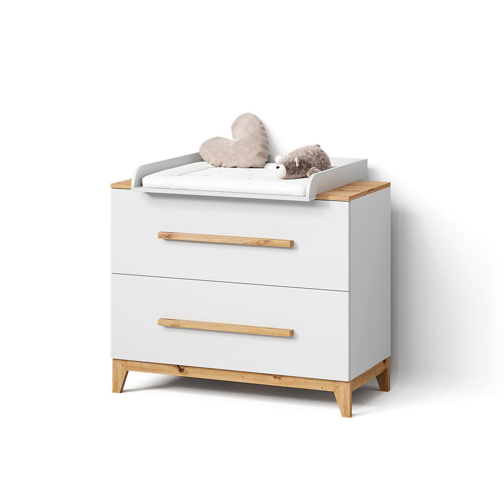 Livinity® KOMODOVÝ PŘEBALOVACÍ STŮL Mailo Bílá/Artisan se 2 zásuvkami