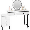 SCHMINKTISCH mit LED, Spiegel, 5 Schubladen, Seitenschrank, Weiß - Schwarz/Weiß, Holzwerkstoff/Metall (100/126/40cm) - Woltu
