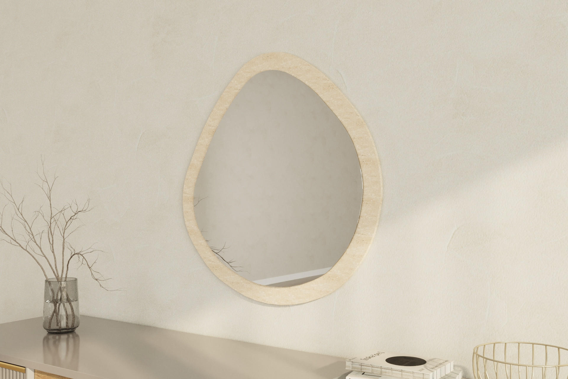 WANDSPIEGEL Beso Granitoptik 60x60cm - Beige, Glas/Holzwerkstoff (60/60/3cm) - moebel17
