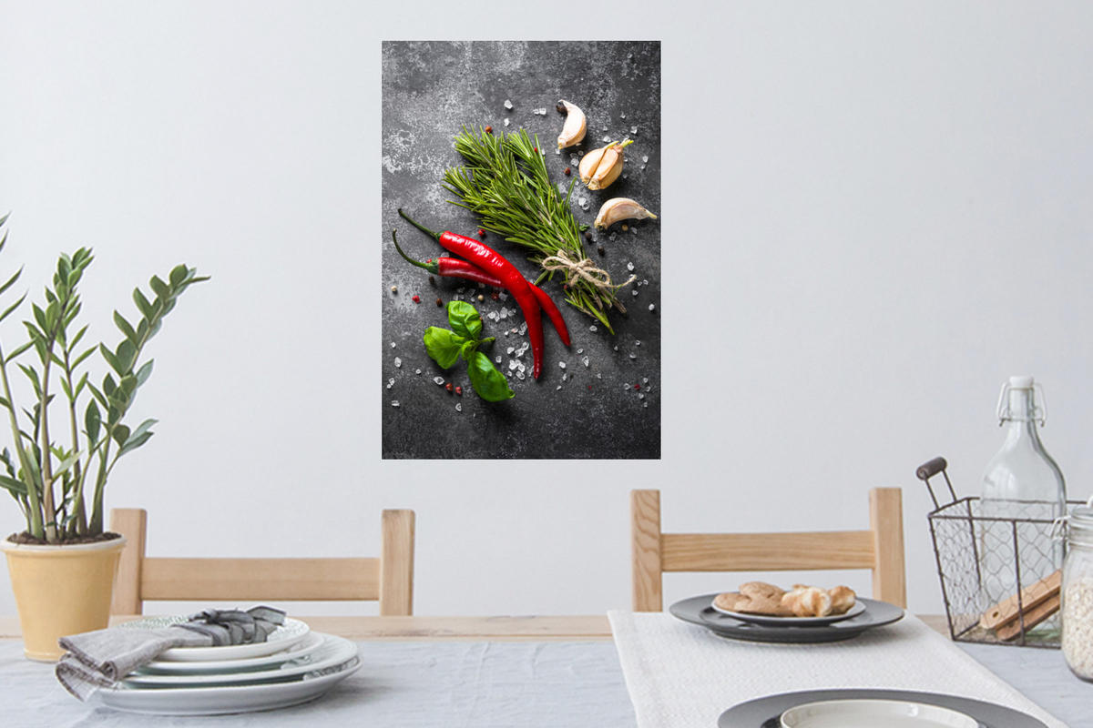 WANDTATTOO Pfeffer - Kräuter - Gewürze - Beton 40x60 cm - Dunkelgrau, Kunststoff (40/60/0.1cm) - MuchoWow