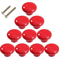 KERAMIKKNAUF 10er-Set Rot rund Durchmesser 32 mm Schrank Schublade Tür - Rot, Keramik (3.2/1/3.2cm) - MCBOSON