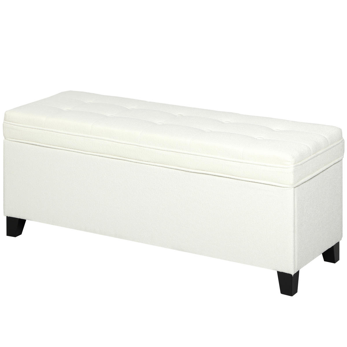 TRUHENBANK DE-16427 mit großem Stauraum (112 L) und Knopfheftung Creme - Weiß, Textil (120/48/40cm) - ComfortXL