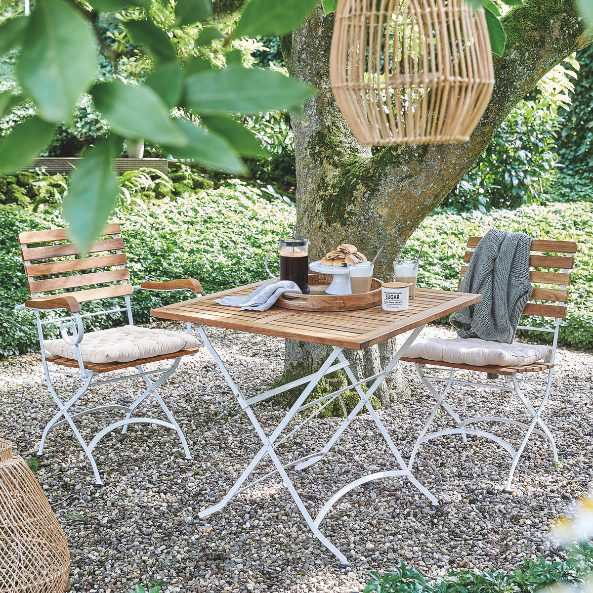 GARTENSTUHL (2er Set) Parklife - Weiß, Holz (53/88/57cm) - Butlers