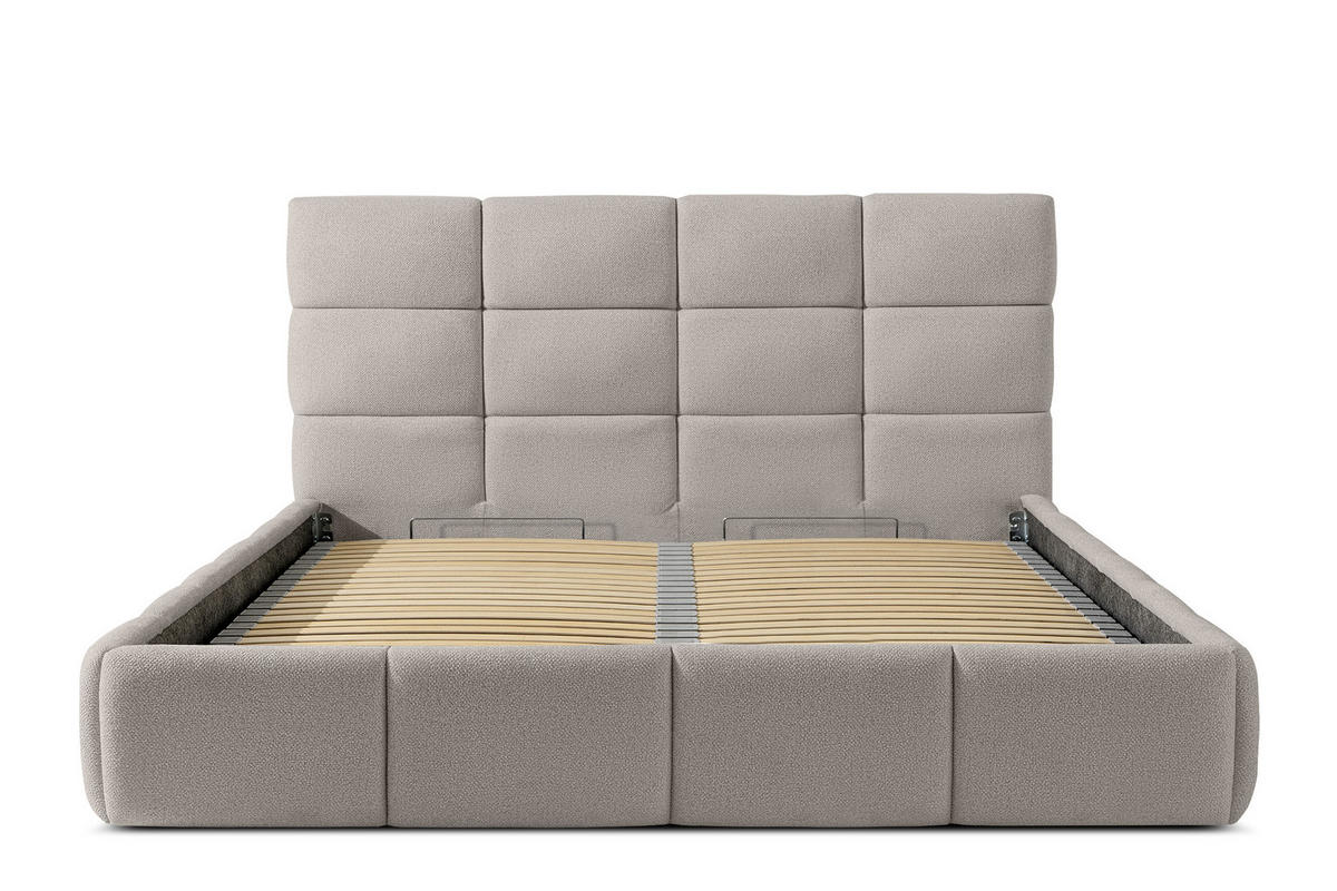 POLSTERBETT ALTOS Bouclé, hellgrau - Hellgrau, Holz/Holzwerkstoff (180/200cm) - KONSIMO®