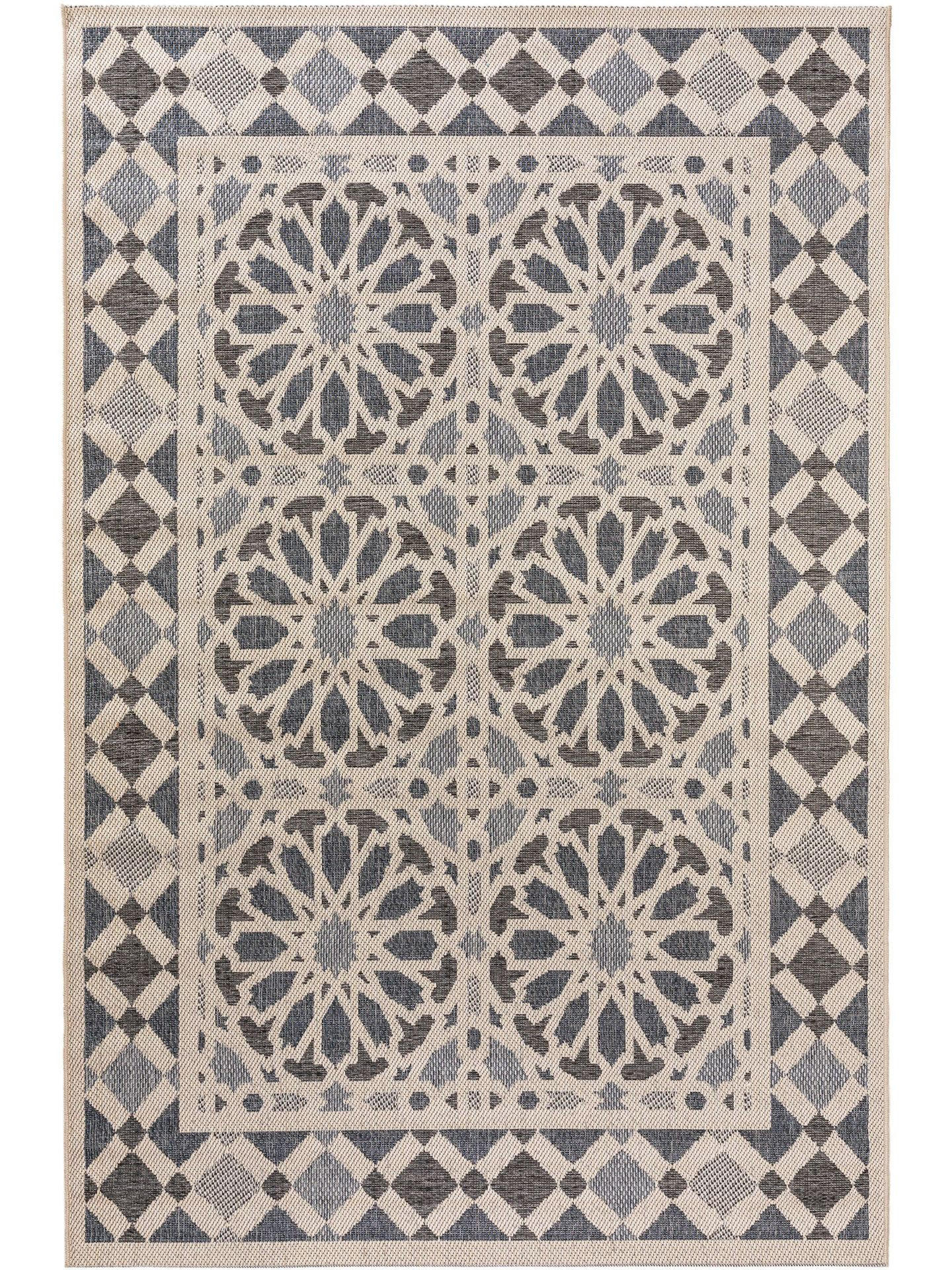 OUTDOORTEPPICH River Beige/Blau 100x150 cm - Blau/Beige, Kunststoff (100/1cm) - KUNSTLOFT