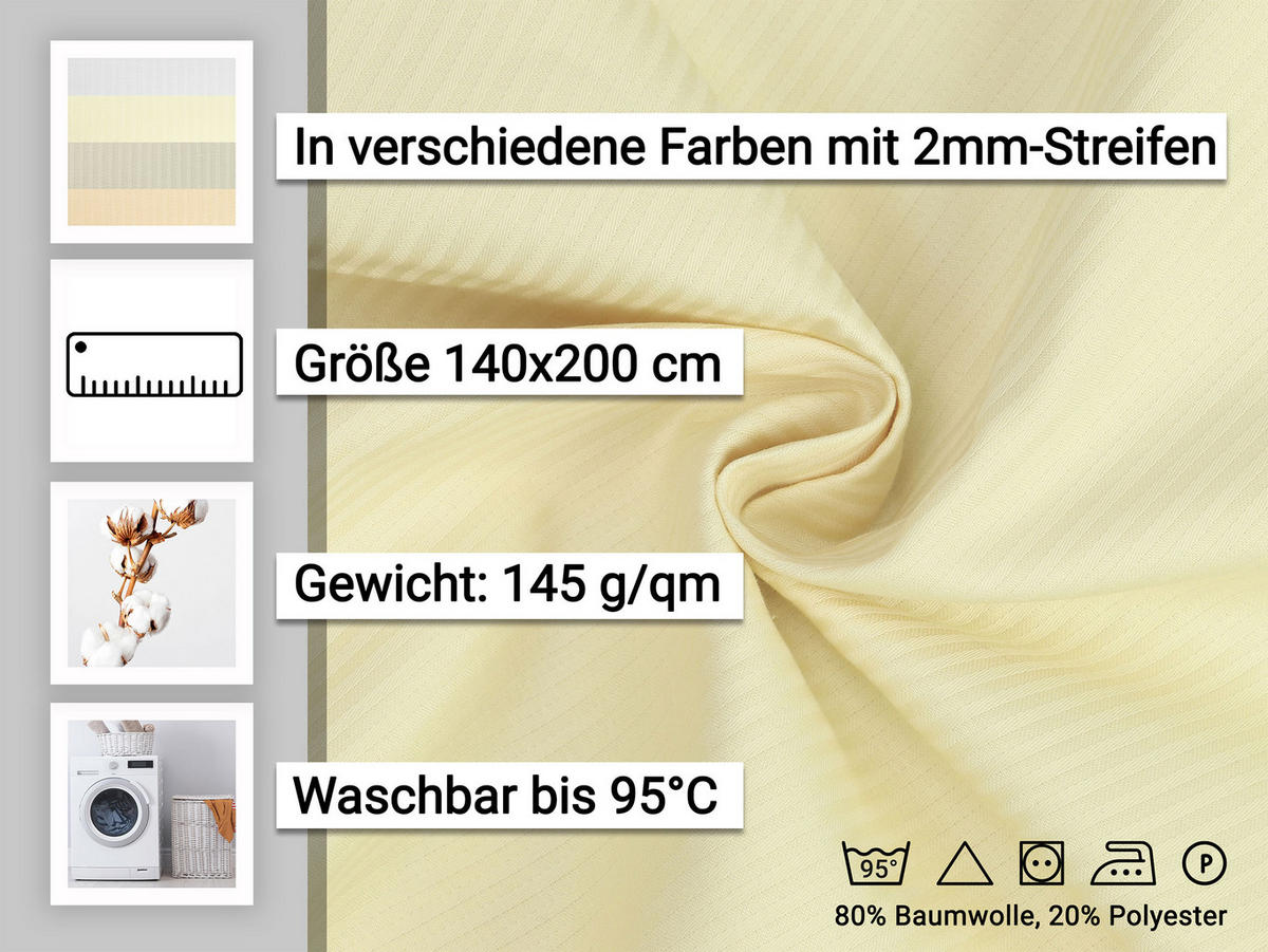 BETTWÄSCHE, 80x80 cm + 140x200 cm, 80% Baumwolle, 20% Polyester, Beige - Beige, Naturmaterialien (140/200cm) - Zollner