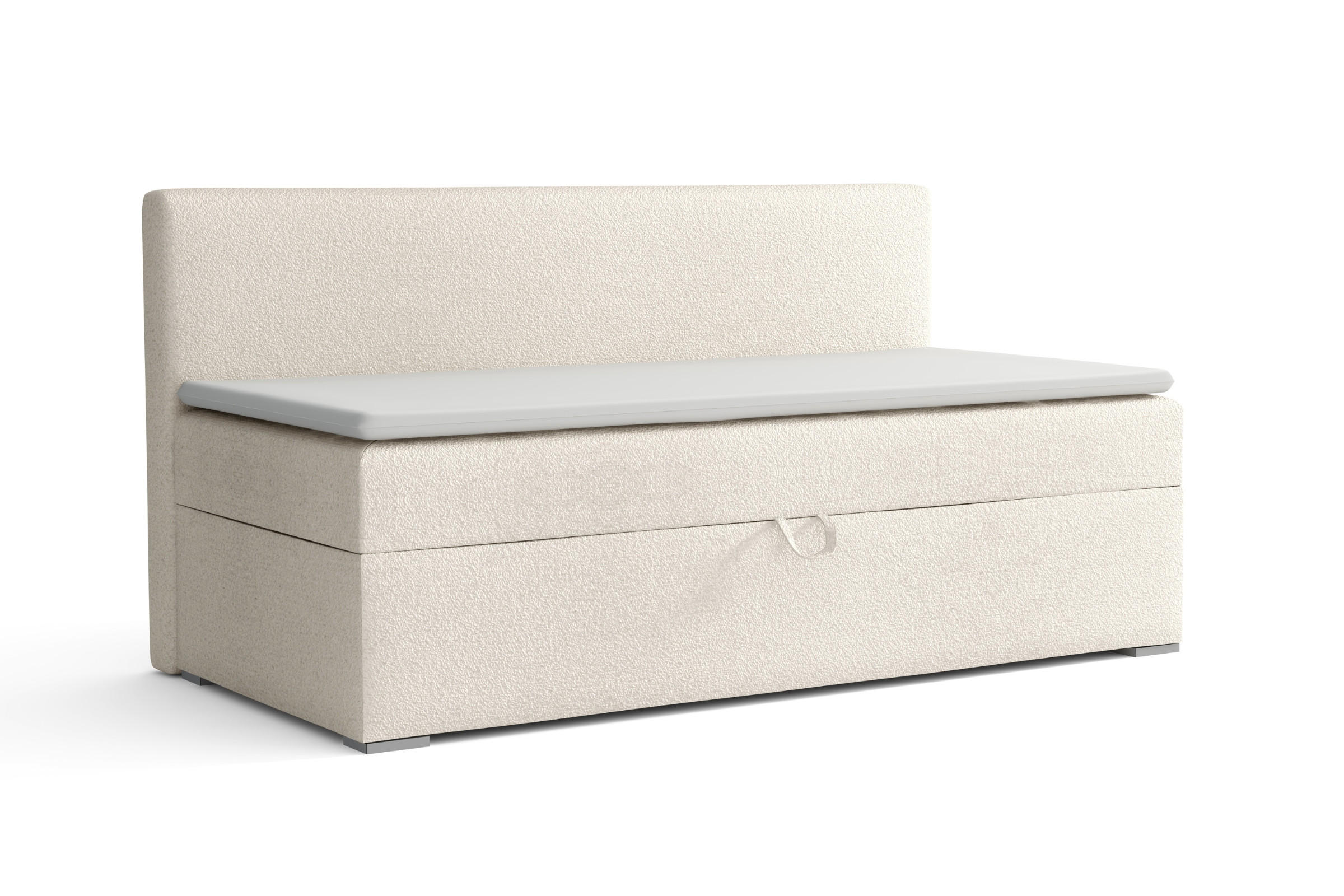 BOXBETT PAOLO 100/200 Boucle Creme mit Taschen-Federkernmatratze H4 - Creme, Holz/Holzwerkstoff (100/200cm) - Deine Möbel 24