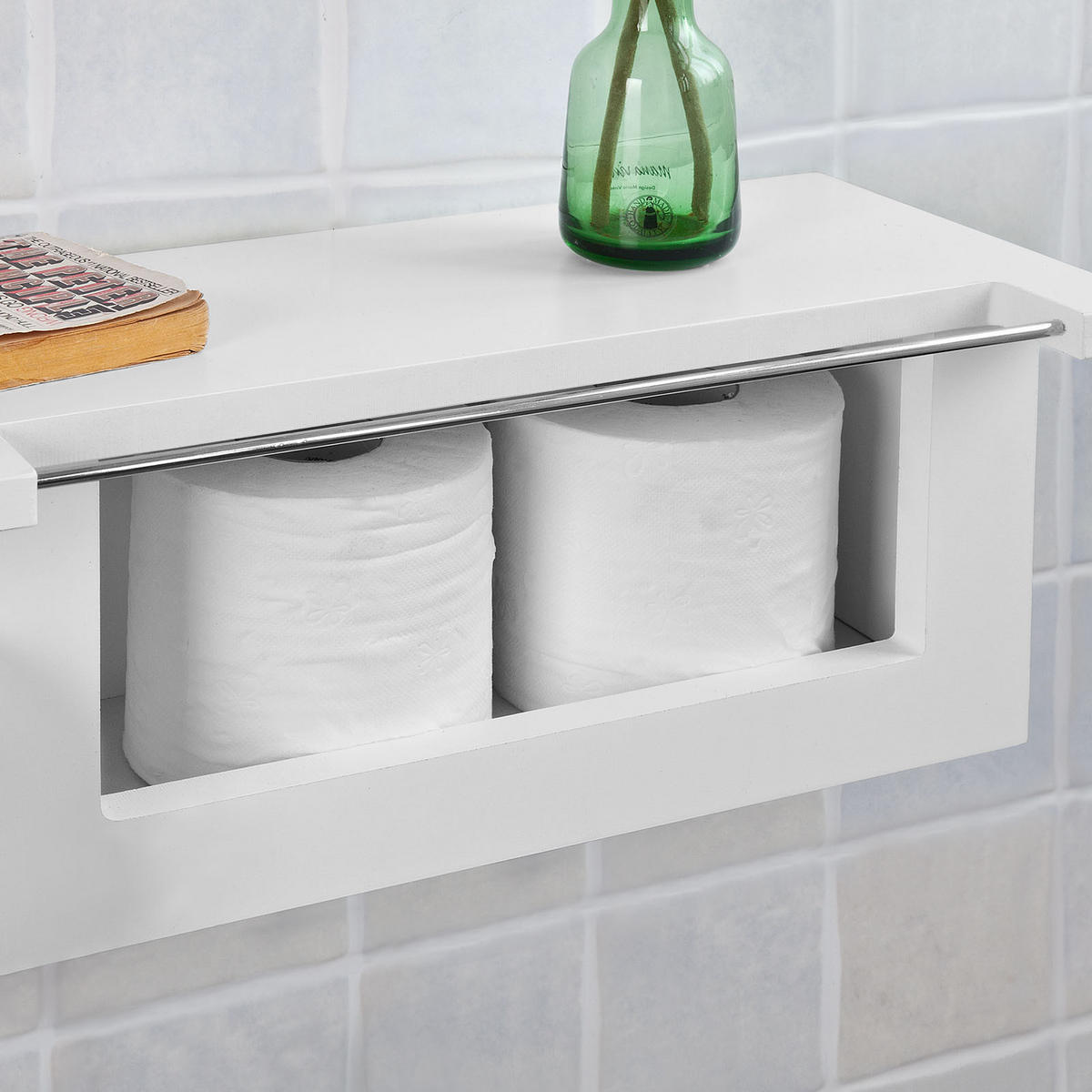 TOILETTENROLLENHALTER Weiß - Weiß, Holzwerkstoff (50/18/17cm) - SoBuy