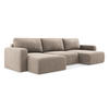 WOHNLANDSCHAFT Chenille Stoff Beige - Beige/Schwarz, Kunststoff/Textil (332/79/149cm) - Makamii