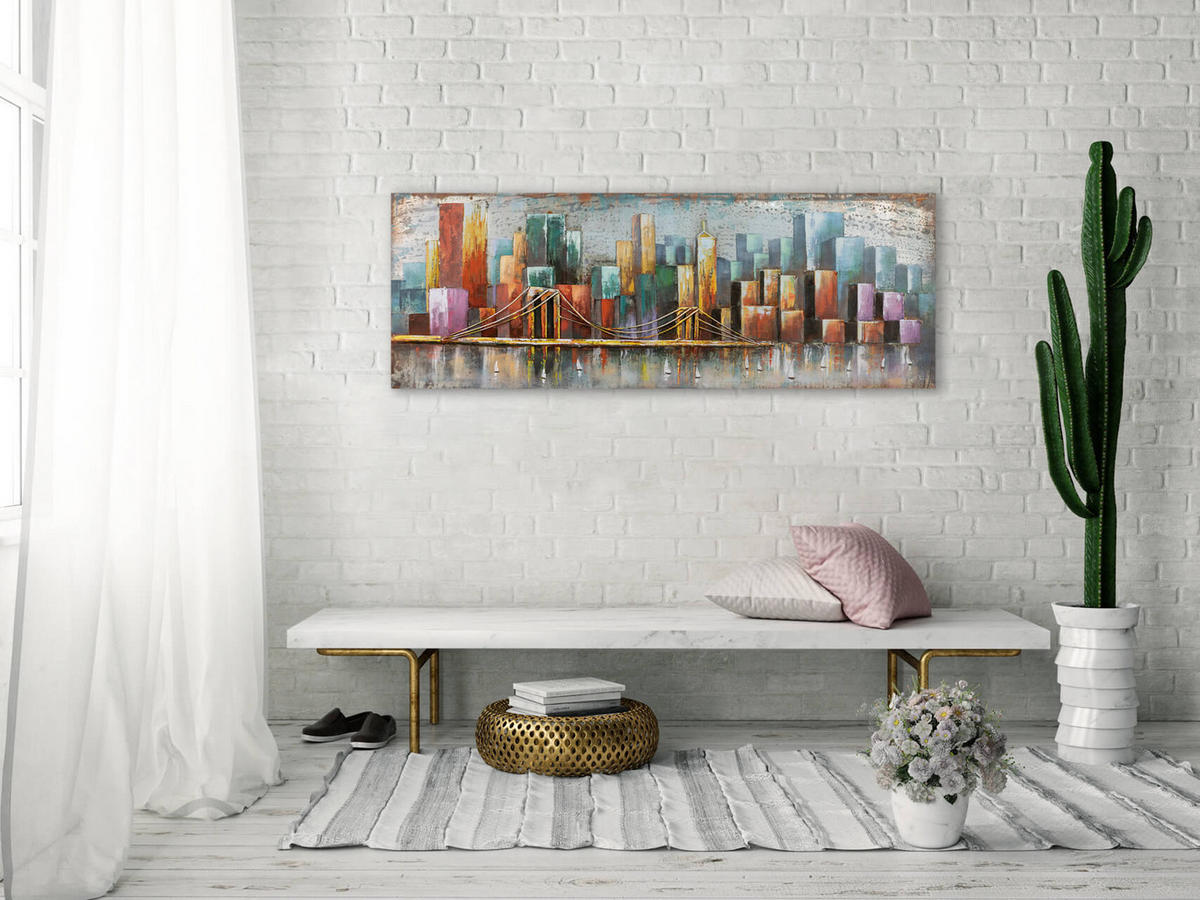 METALLBILD Bunt 140/50 cm - Multicolor, Metall (5/50cm) - KUNSTLOFT