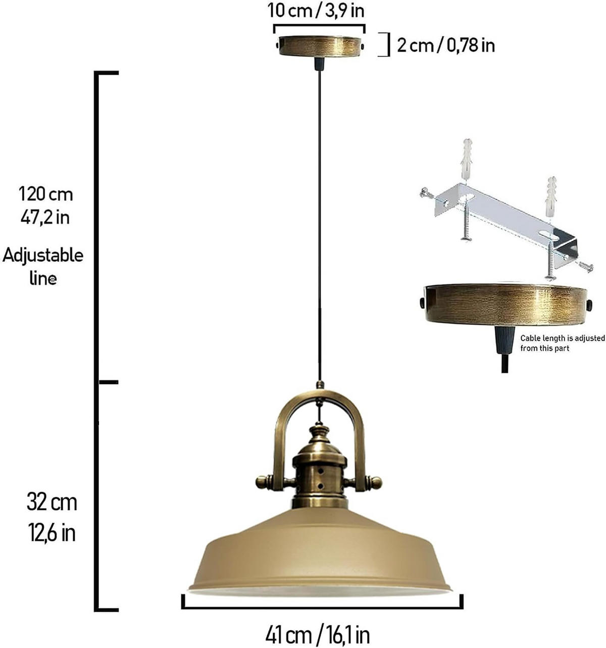 PENDELLEUCHTE Asletl 40/30 cm - Beige, Metall (30/40/32cm) - Bamyum