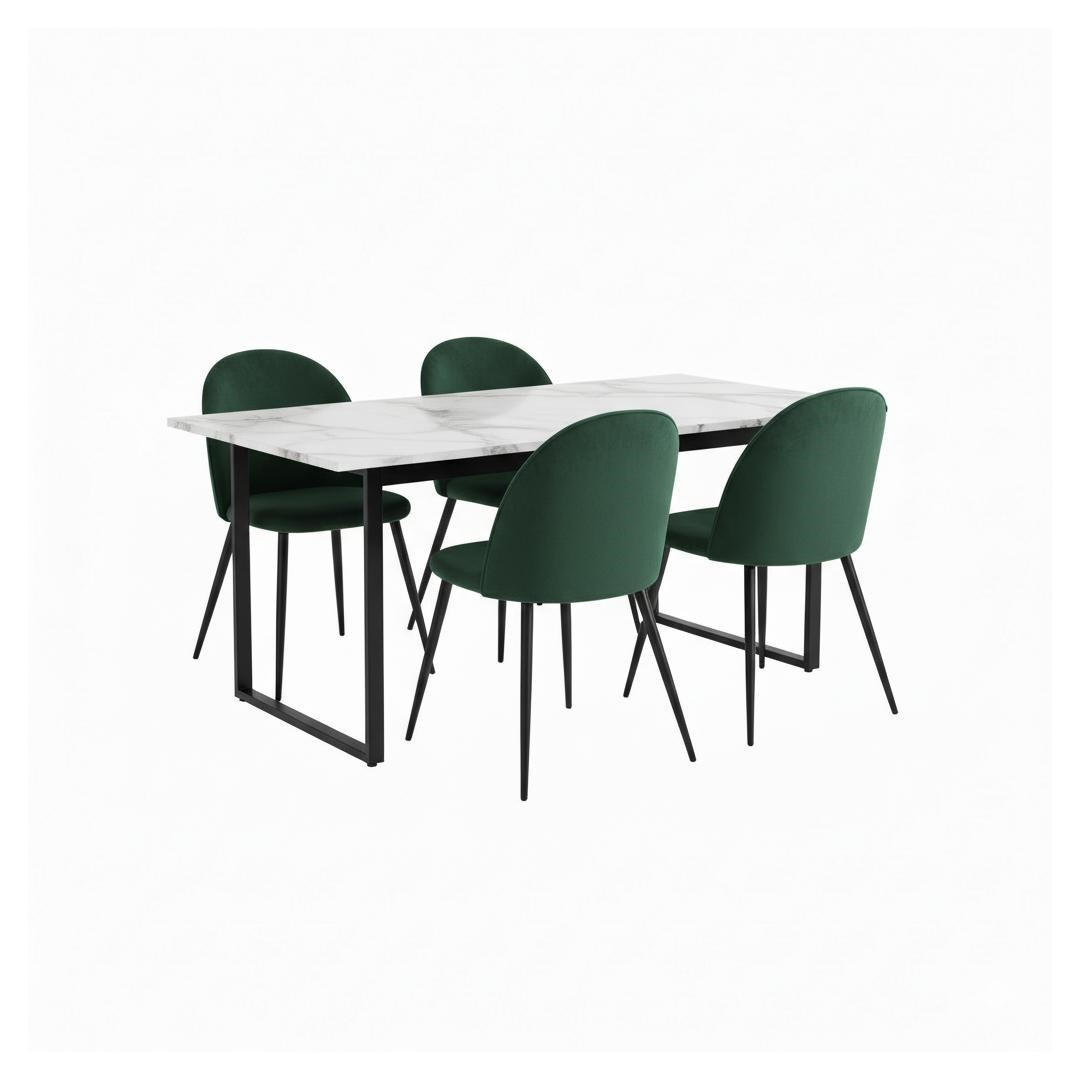 ESSGRUPPE 5-TLG. Tilst Weiß, Grün - Grün, Holzwerkstoff/Textil (160/74/90cm) - ebuy24
