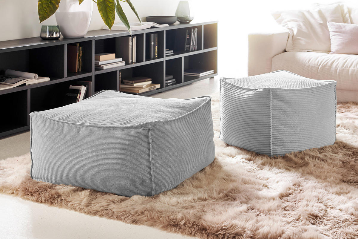 HOCKER ALEA Hellgrau - Hellgrau, Textil (86/38/86cm) - KAWOLA