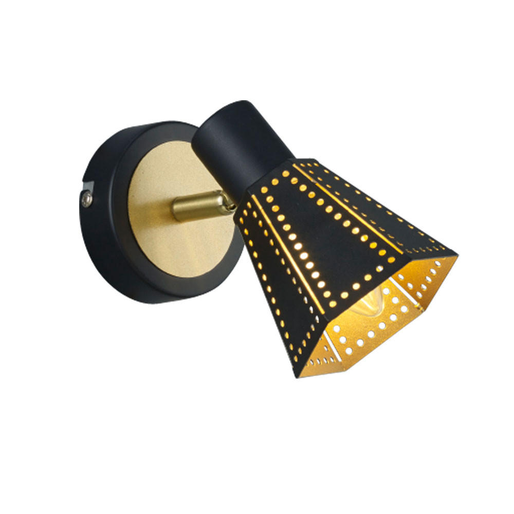 LED WANDLEUCHTE HOUSTON Metall Schwarz Gold - Schwarz, Metall (13/17/9.5cm)