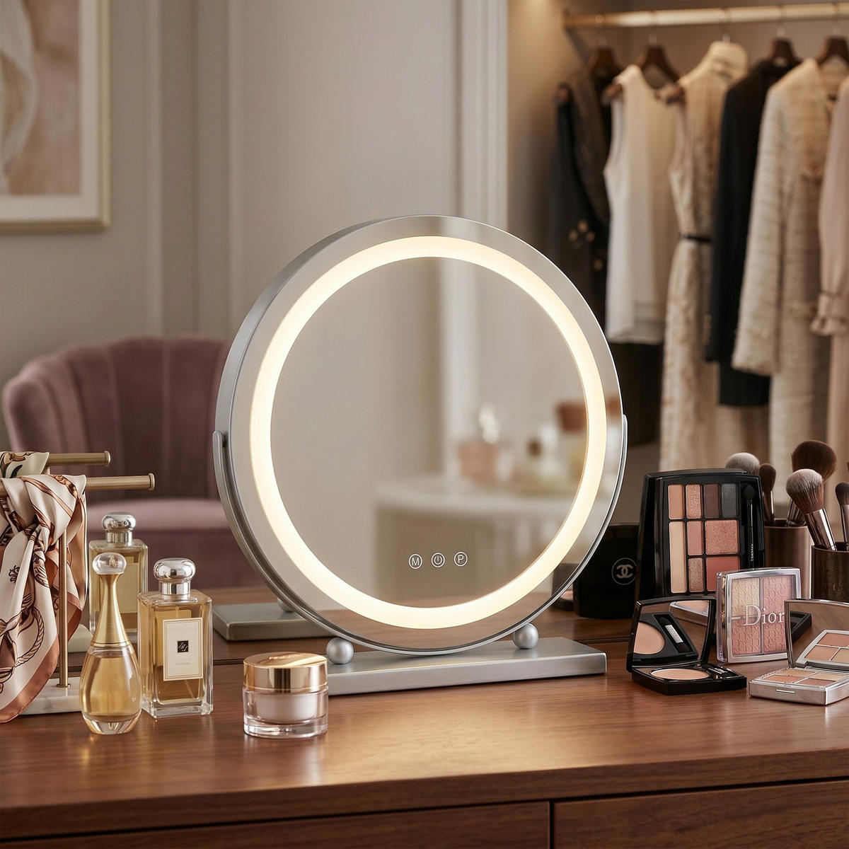 SPIEGEL Rea Led Make-up Chrome 40 Cm - Chromfarben, Glas (4/43/12cm) - REA