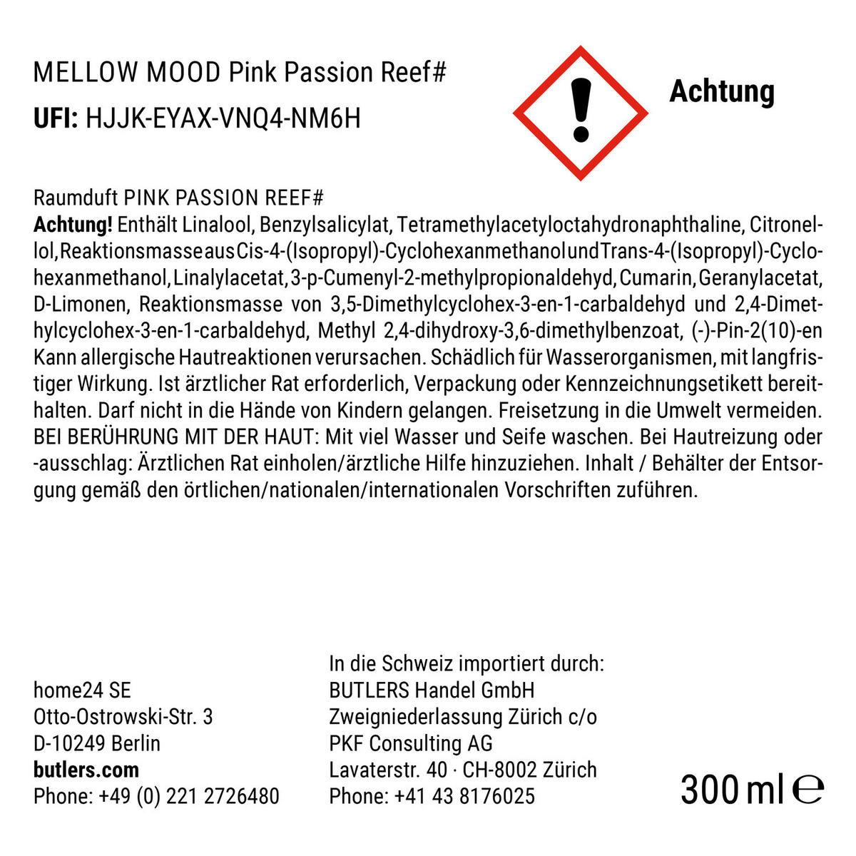RAUMDUFT Mellow Mood Pink Passion Reef - Rot, Glas/Naturmaterialien (9/29/9cm) - Butlers