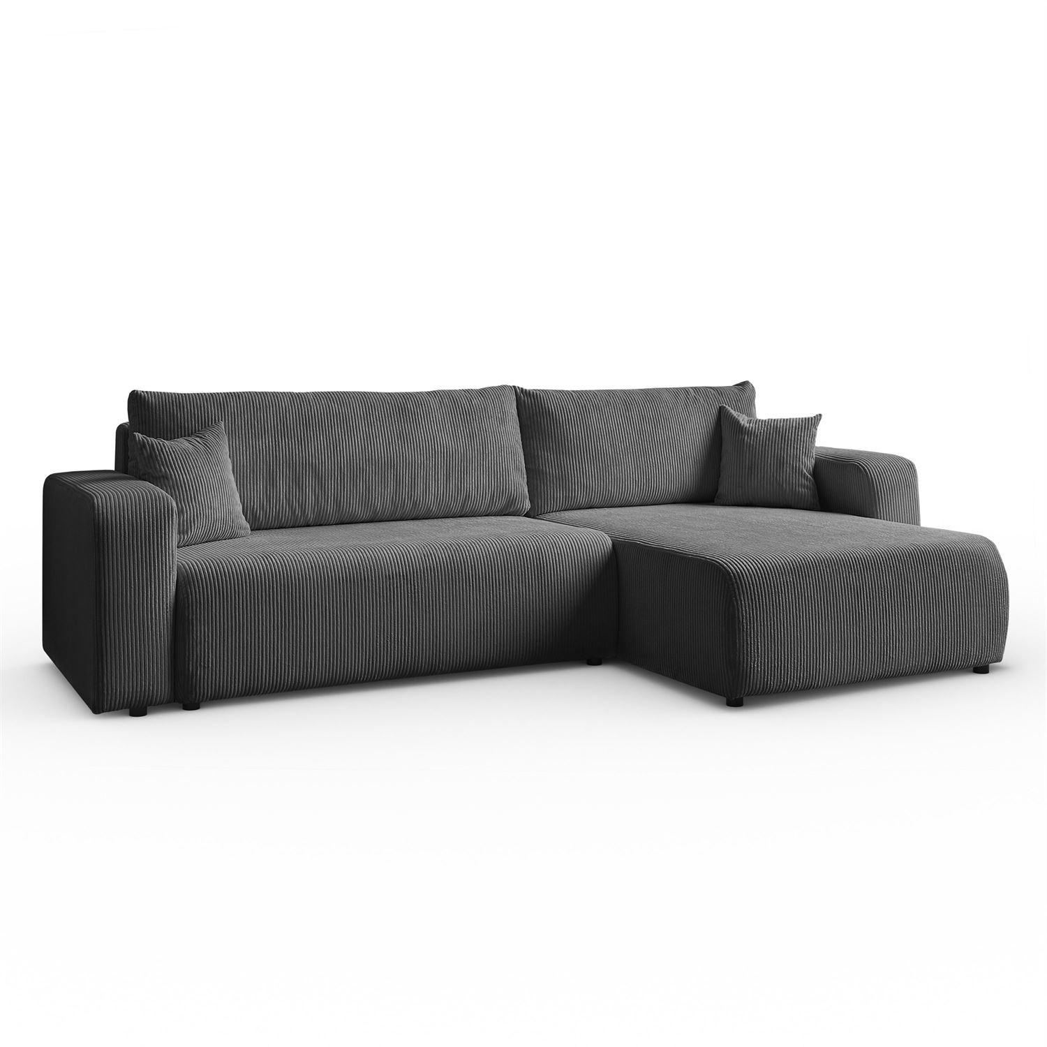 ECKSOFA Gepolstertes PRESTIGE XL mit Schlaffunktion und Bettkasten, Poso 60 - Grau, Textil (277/143cm) - Lookway