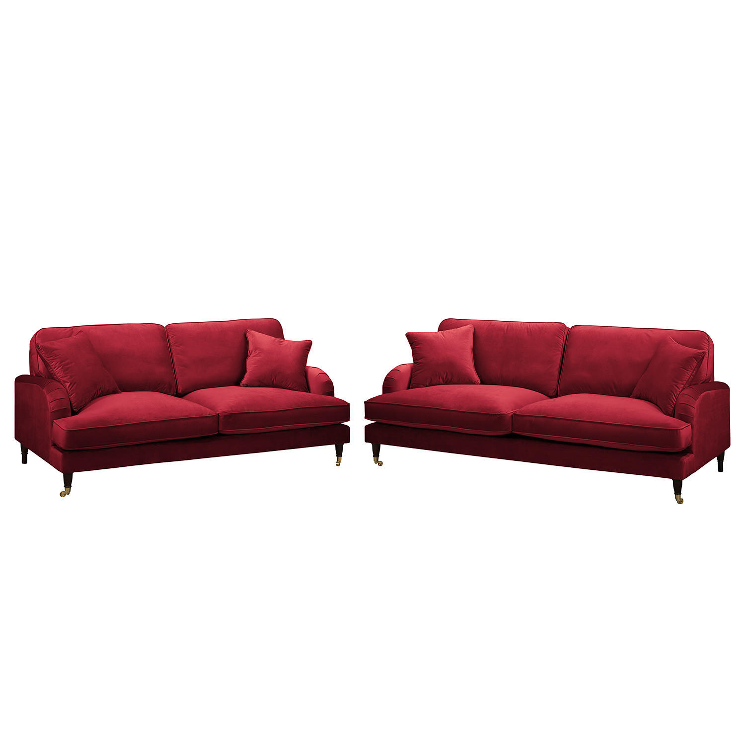 POLSTERGARNITUR (3-2) - Samt - Bordeaux, Textil (211/85/96cm) - home24